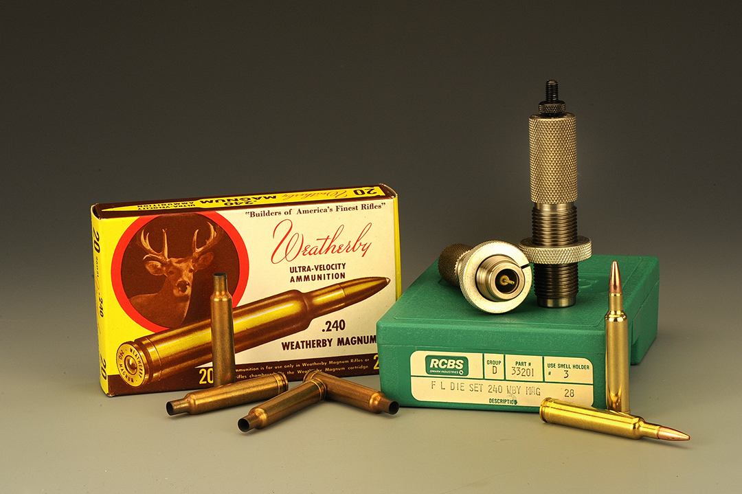 While .240 Weatherby ammunition can be expensive, handloading is the way to go and will yield excellent results from reduced to full-power loads. Everything from dies, to powder to brass as well as data is available online or from loading manuals.